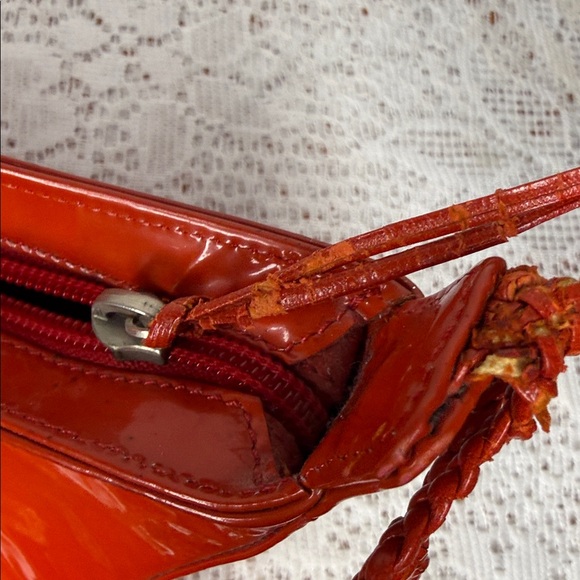 Vintage Stephane Kelian Paris orange red braided rope strap patent leather bag - Picture 8 of 10